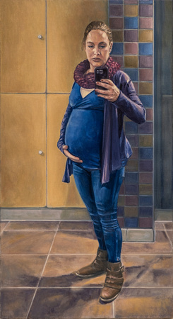 Candice Taking Selfie in Gym Changing Room 44"x24"